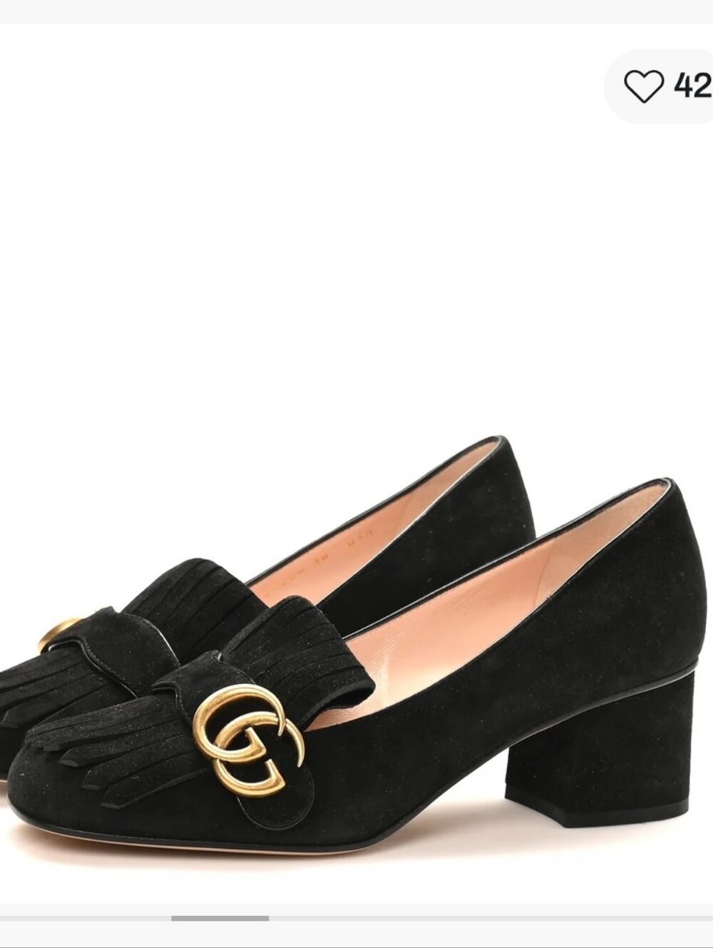 Gucci GG Logo Black Suede Marmont Loafers Size 38/8